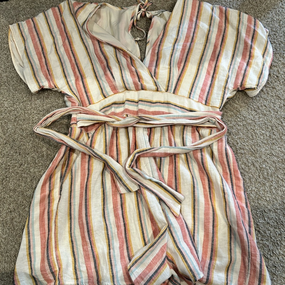 American Eagle Striped Multicolor Wrap Romper